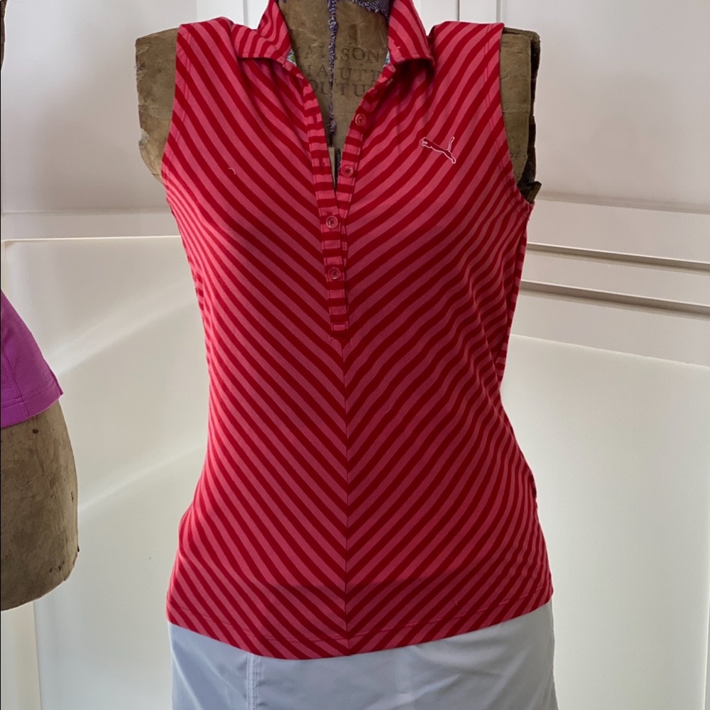 Puma red and fuchsia golf tank